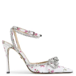 Mach & Mach Double Bow Cheri Floral Satin High Heels Sandals