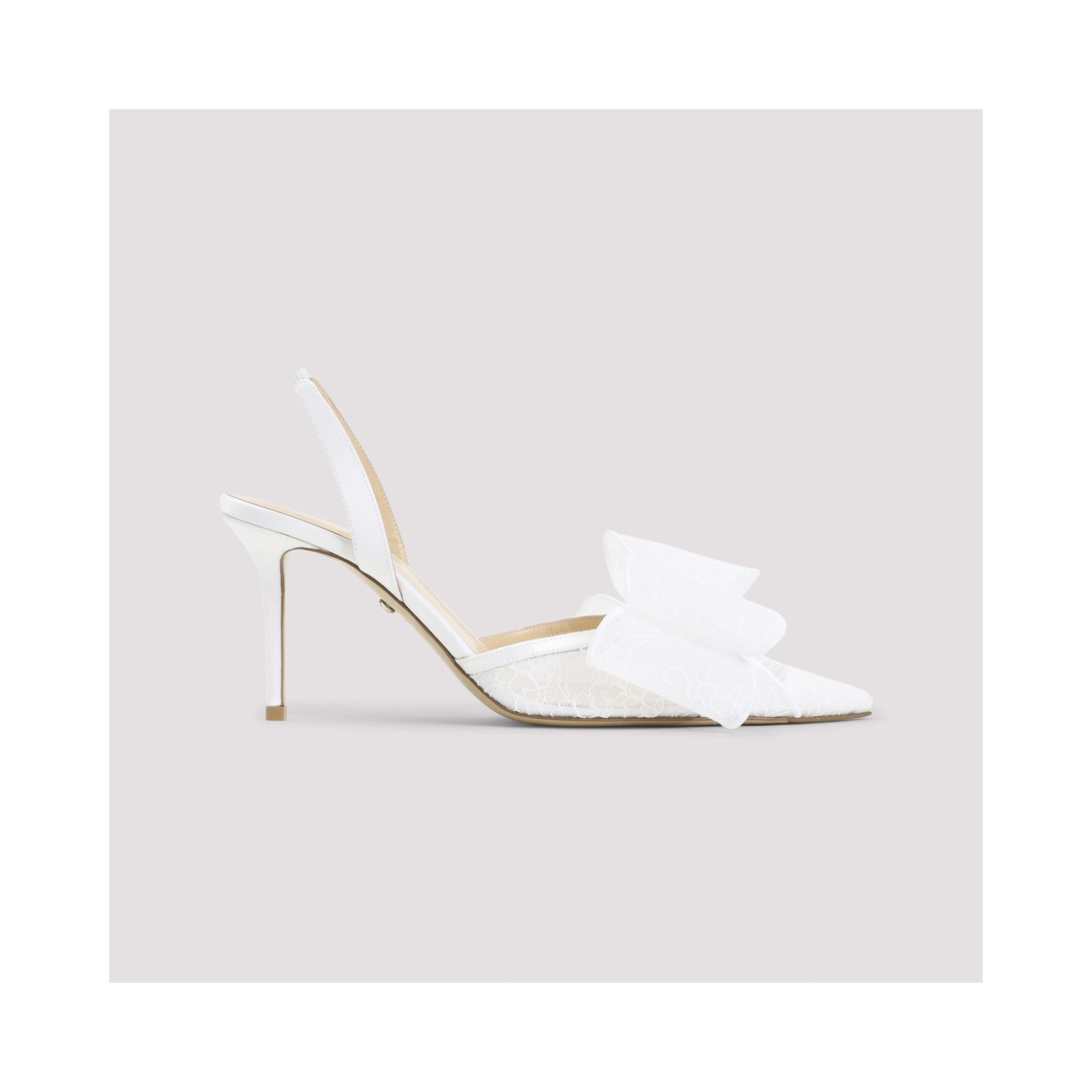 Mach & Mach Le Cadeau White Lace Slingback