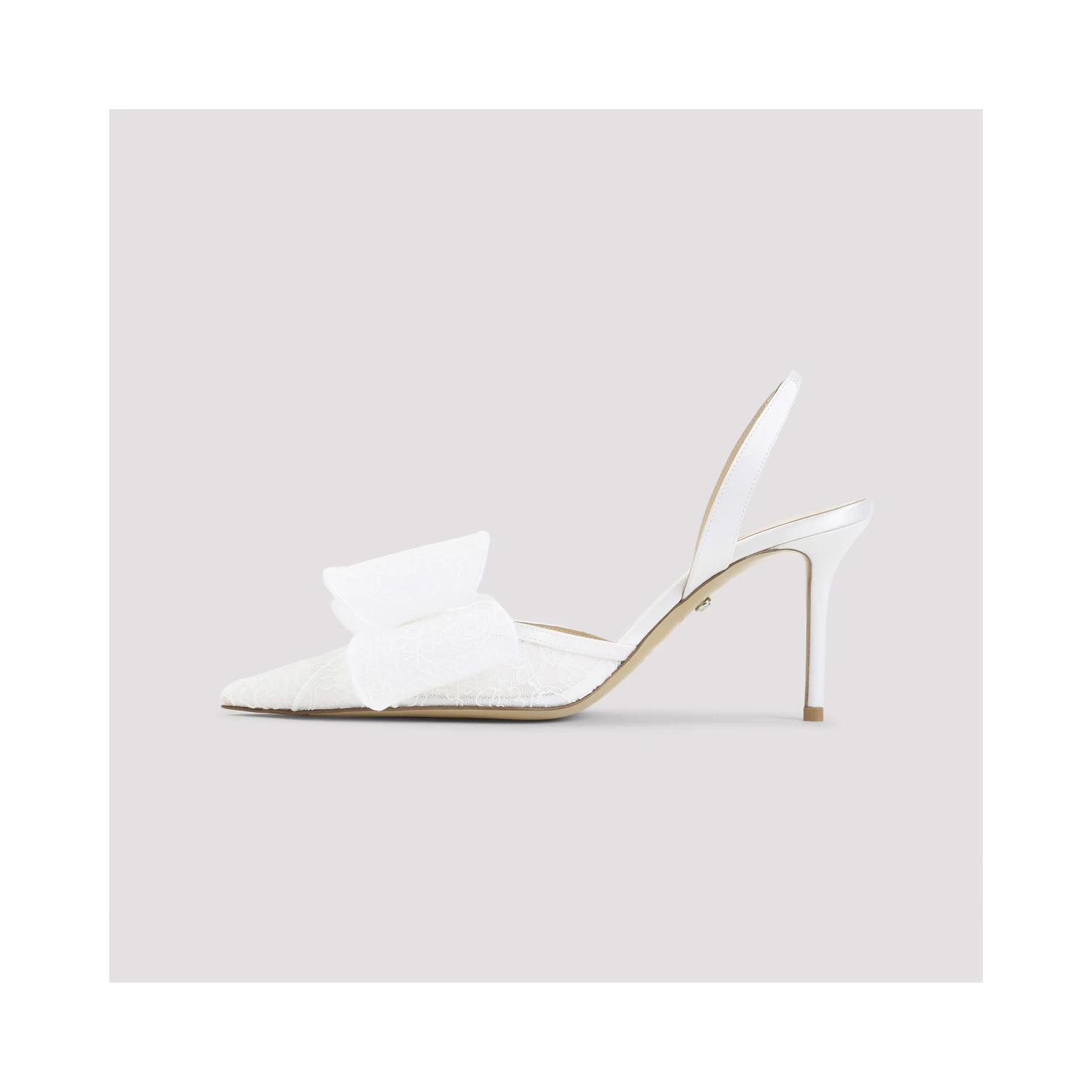 Mach & Mach Le Cadeau White Lace Slingback