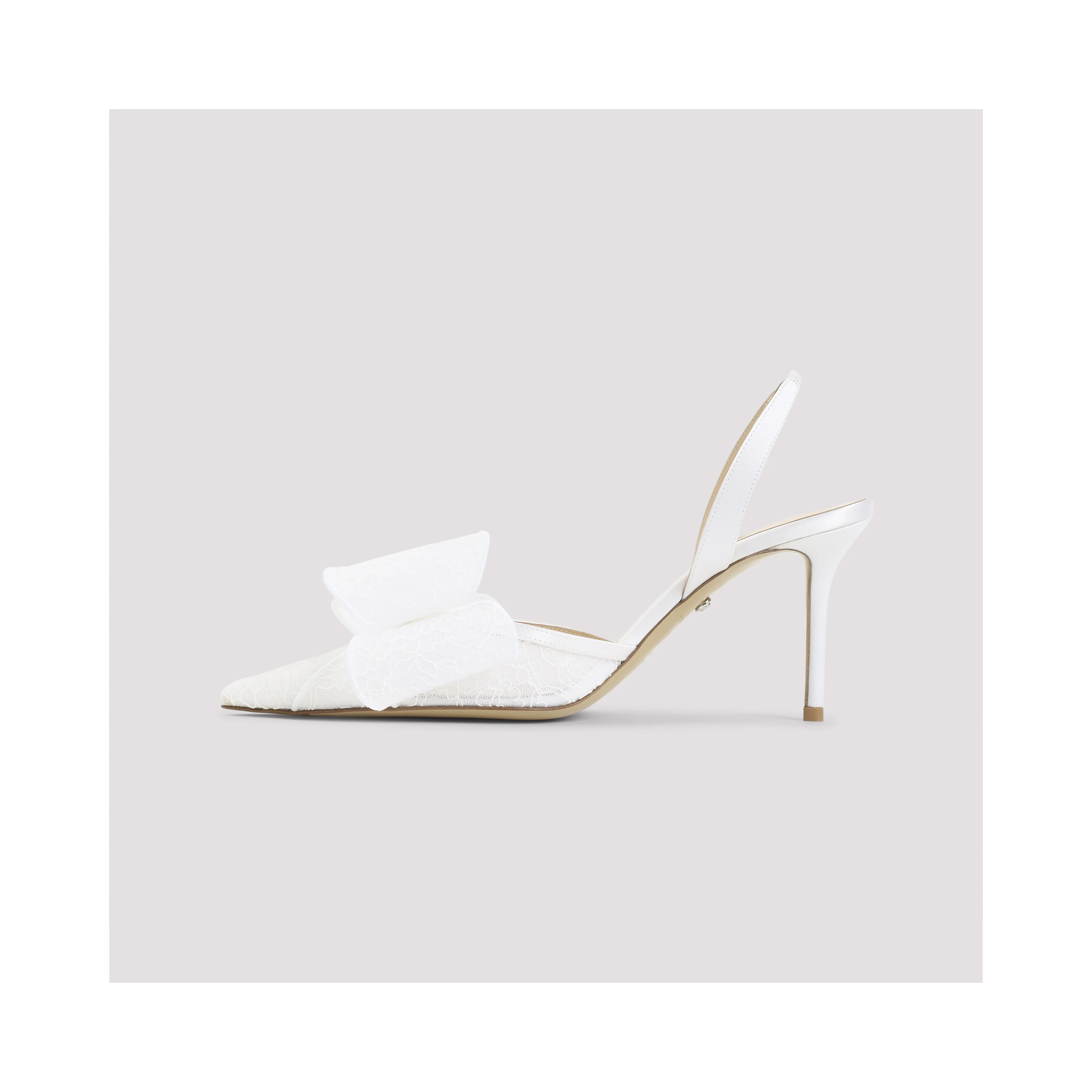 Mach & Mach Le Cadeau White Lace Slingback