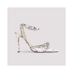 Mach & Mach Double Bow Cheri Floral Satin High Heels Sandals
