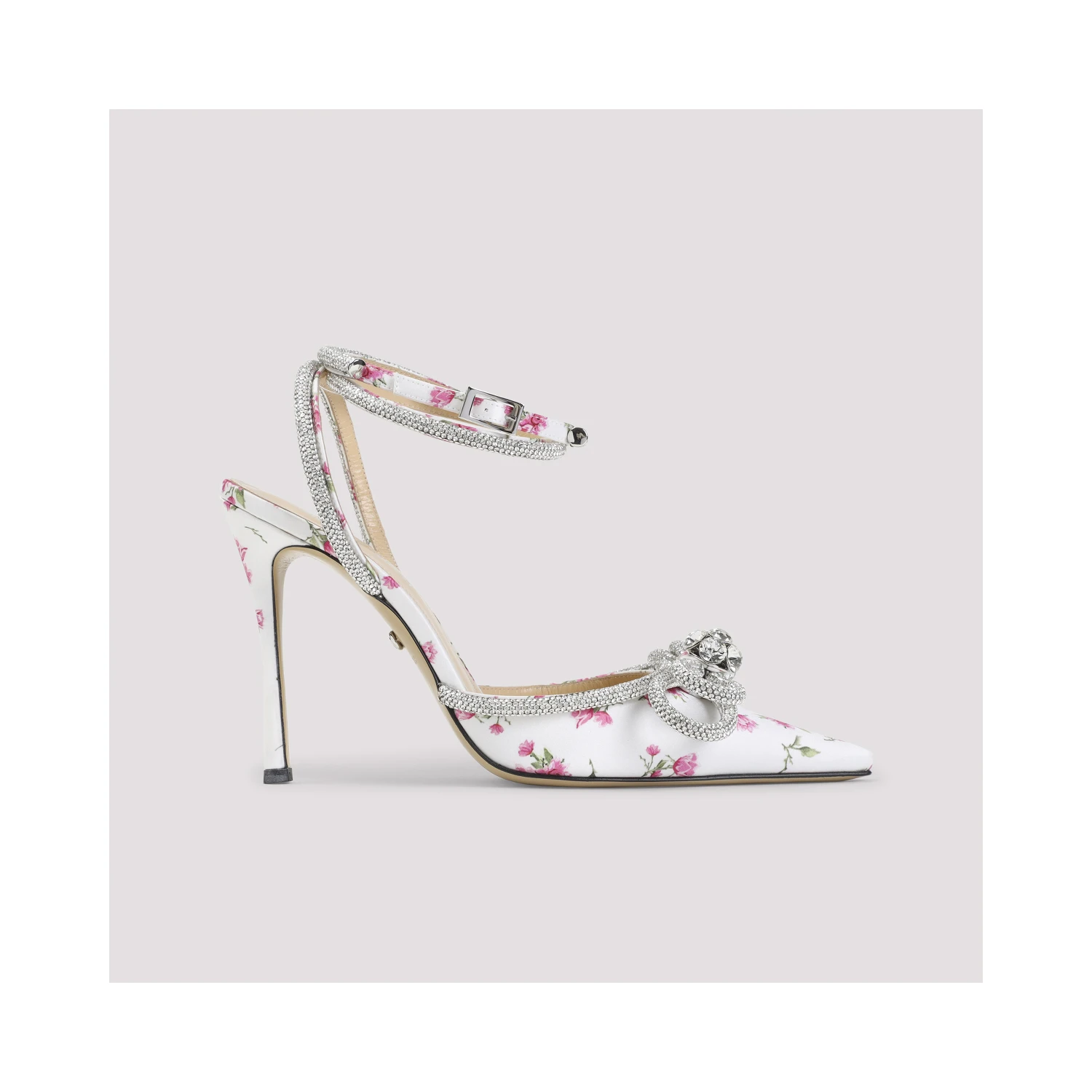 Mach & Mach Double Bow Cheri Floral Satin High Heels Sandals