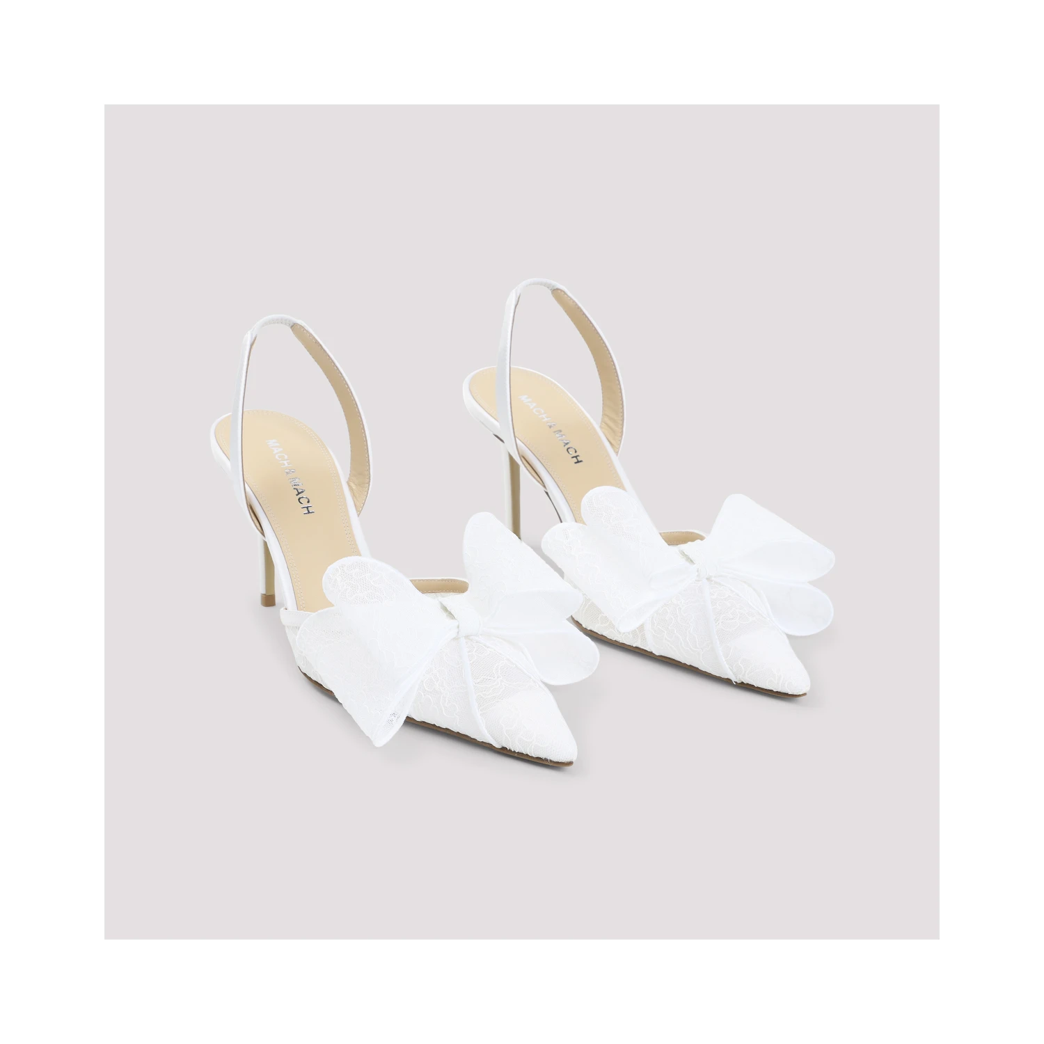 Mach & Mach Le Cadeau White Lace Slingback