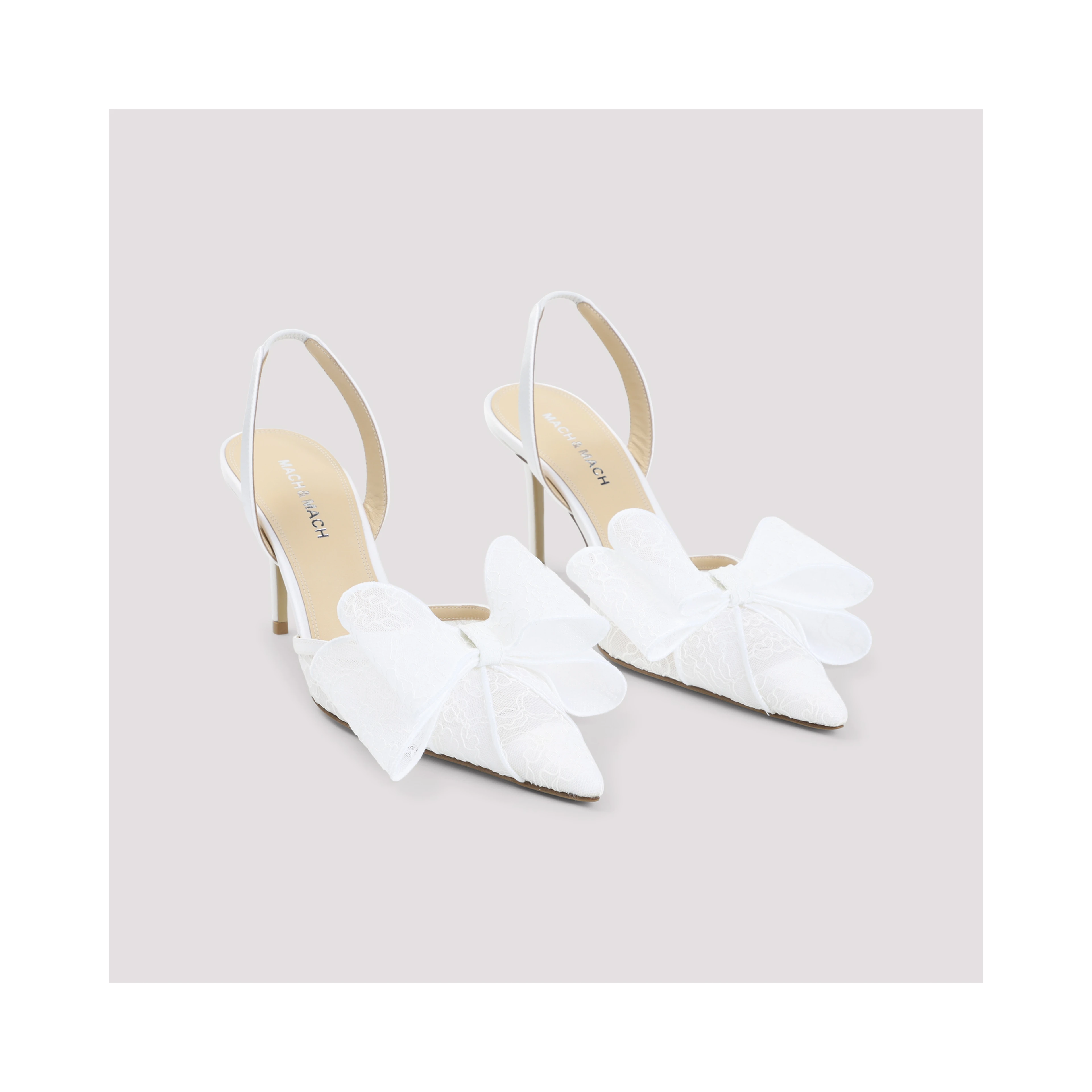 Mach & Mach Le Cadeau White Lace Slingback