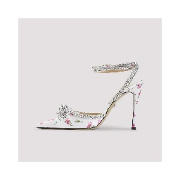 Mach & Mach Double Bow Cheri Floral Satin High Heels Sandals