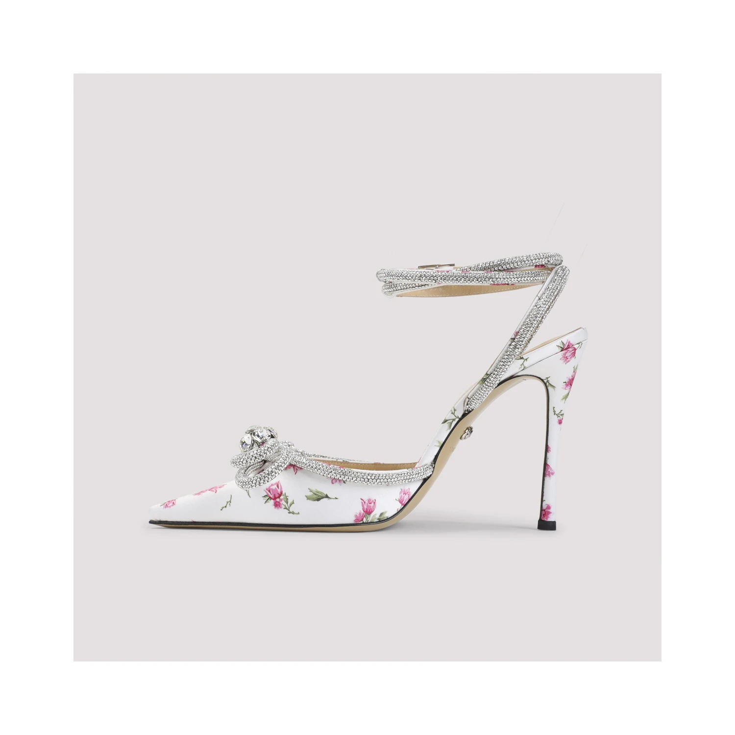 Mach & Mach Double Bow Cheri Floral Satin High Heels Sandals