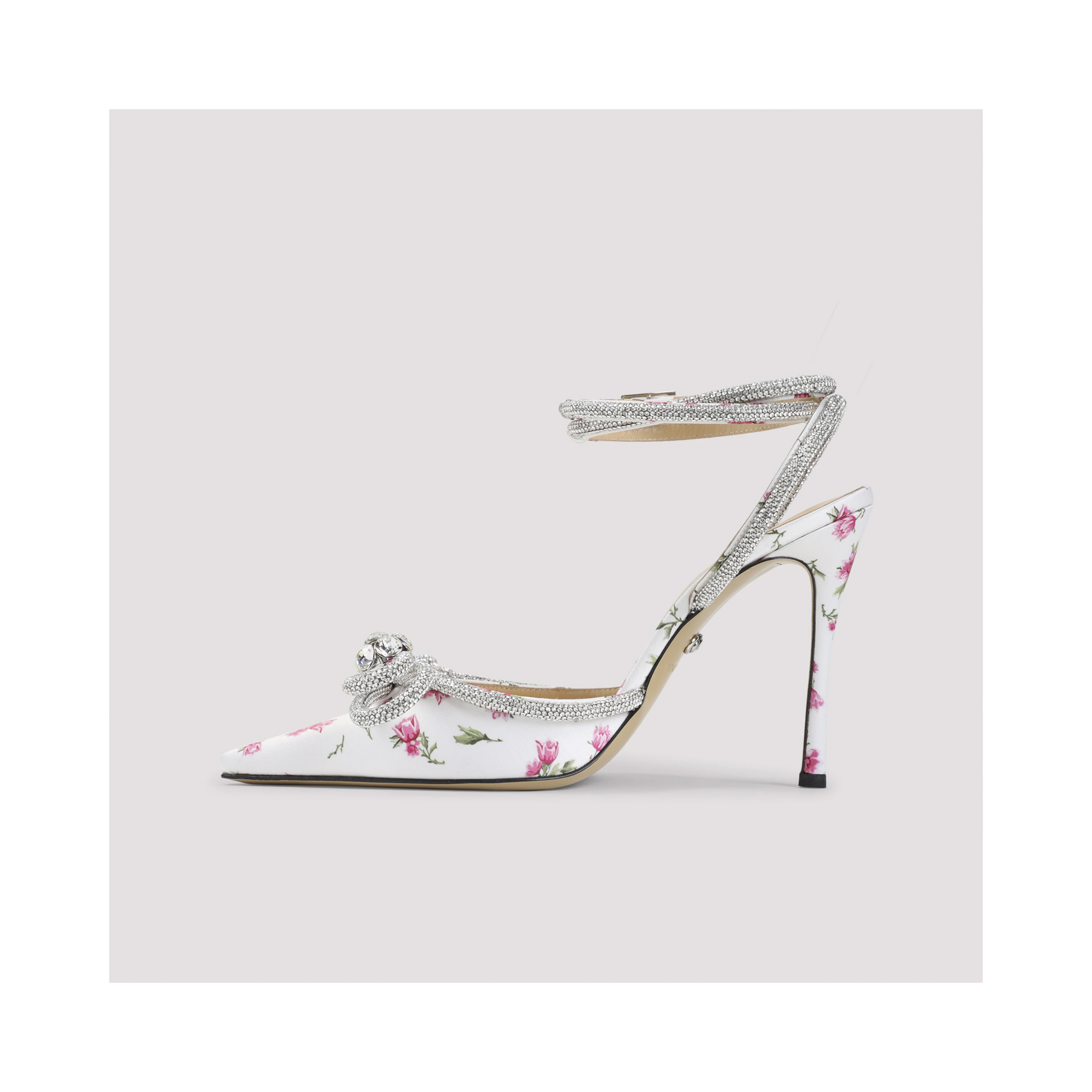 Mach & Mach Double Bow Cheri Floral Satin High Heels Sandals