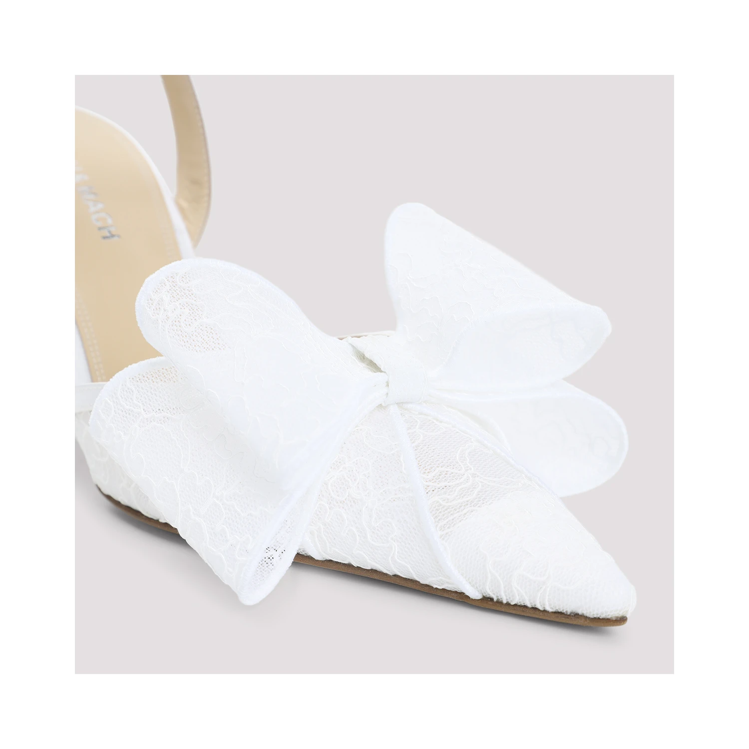 Mach & Mach Le Cadeau White Lace Slingback