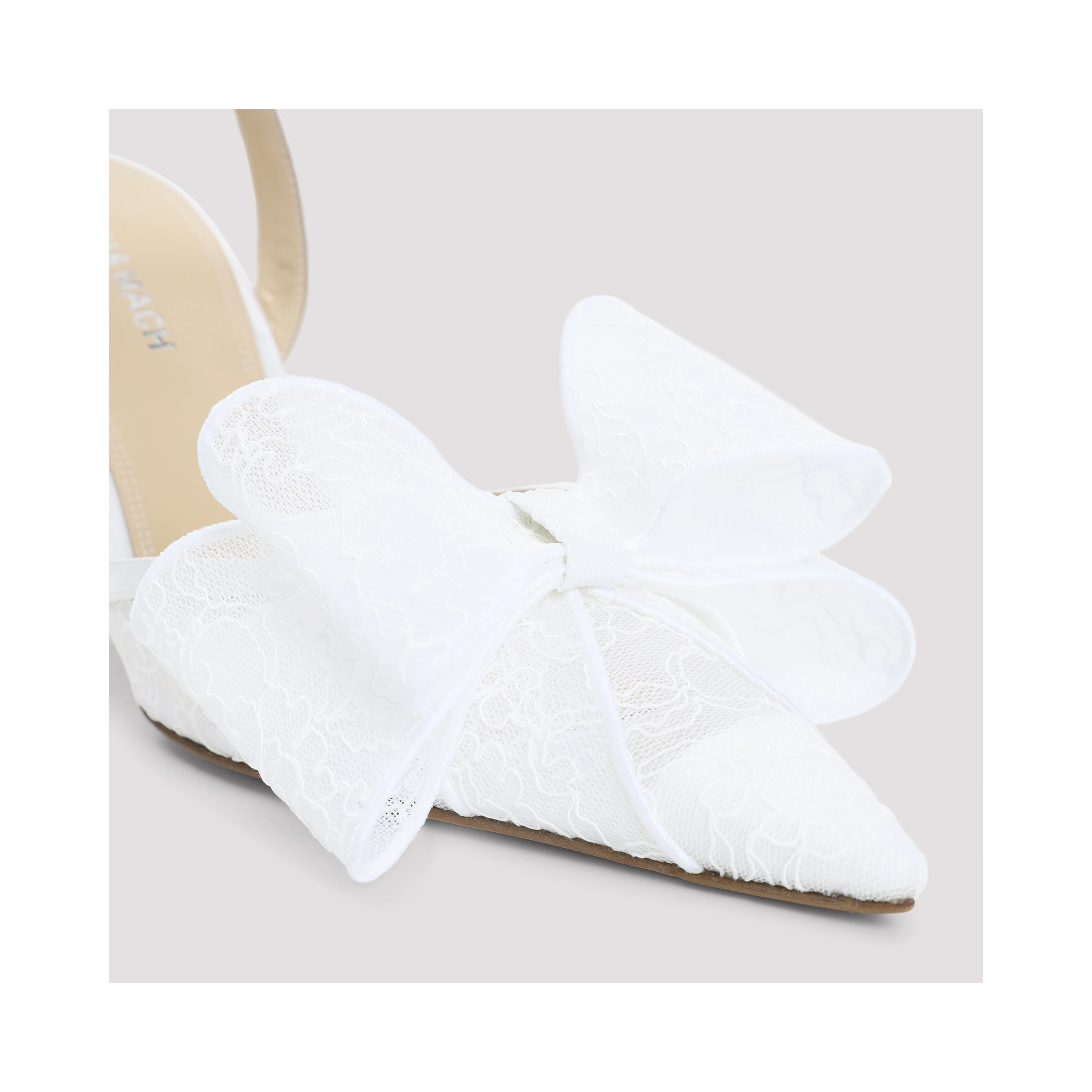 Mach & Mach Le Cadeau White Lace Slingback