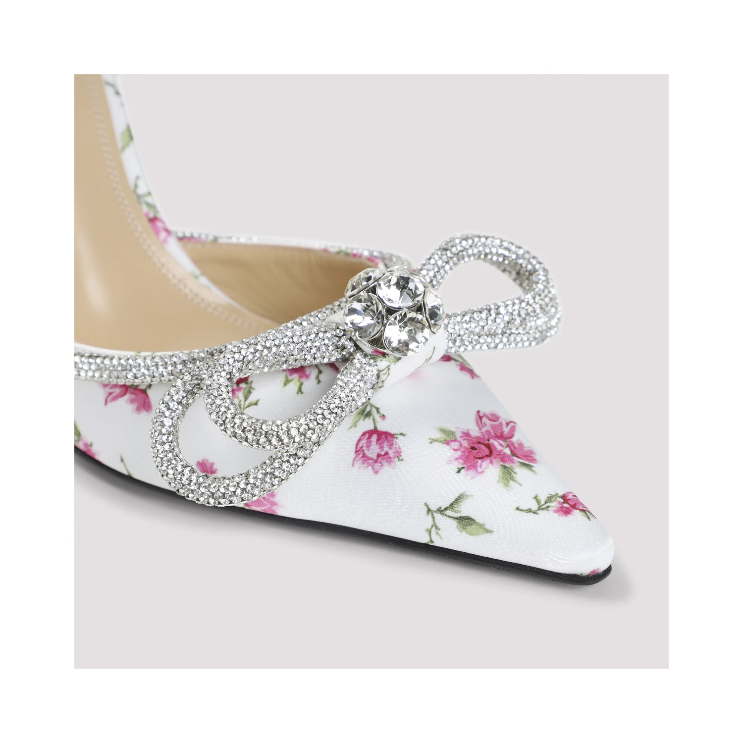 Mach & Mach Double Bow Cheri Floral Satin High Heels Sandals