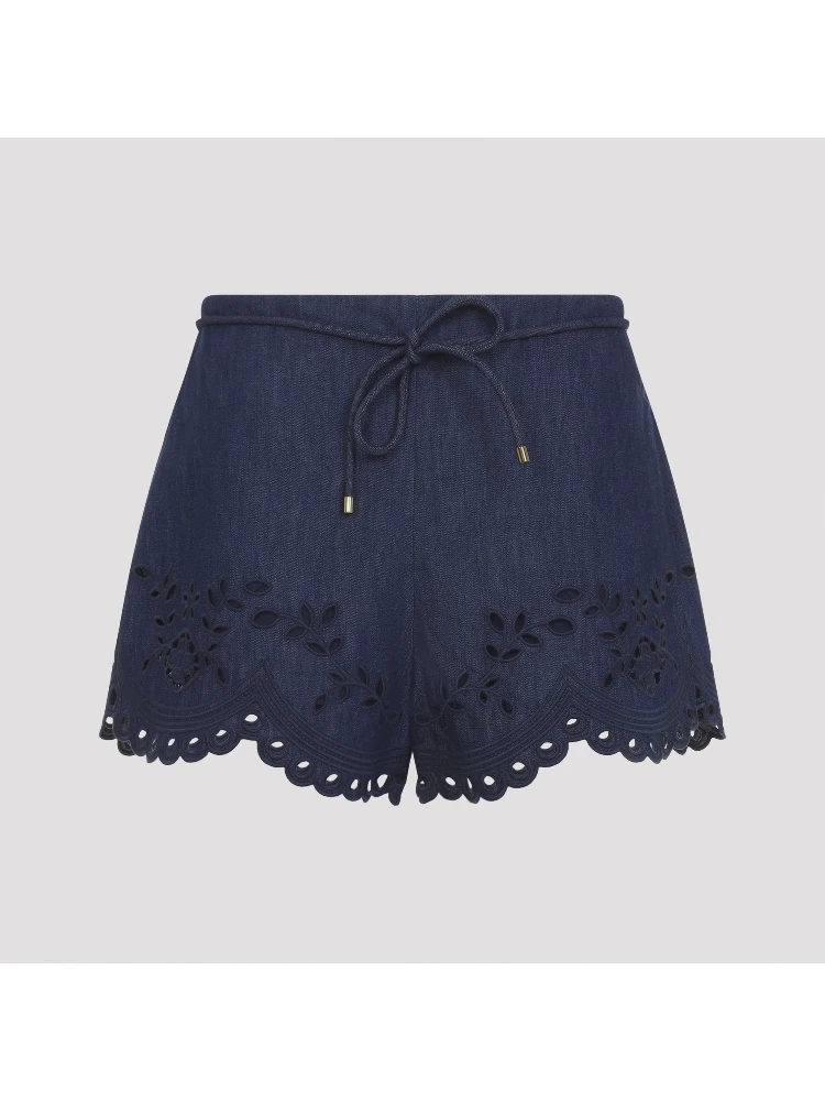 Zimmermann Mahon Broderie Denim Short