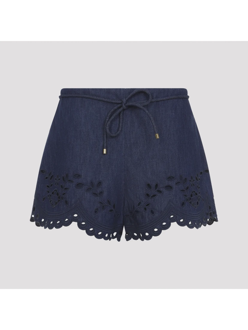 Zimmermann Mahon Broderie Denim Short