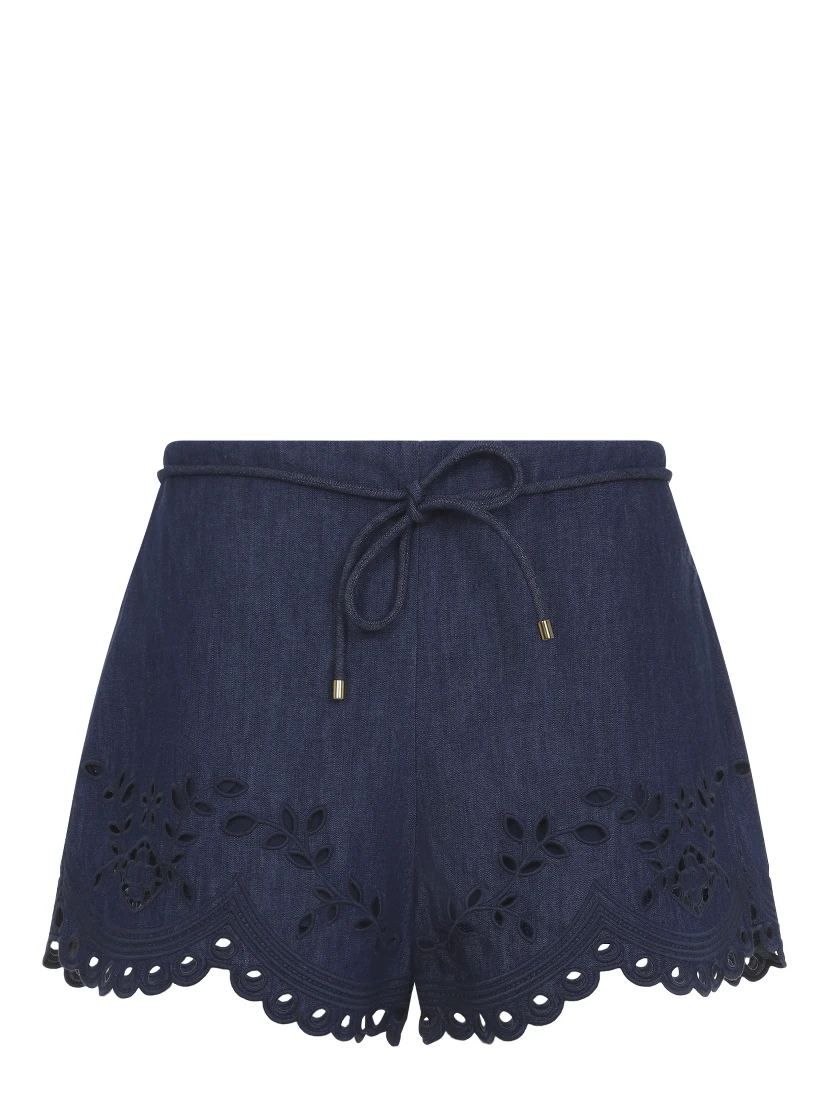 Zimmermann Mahon Broderie Denim Short