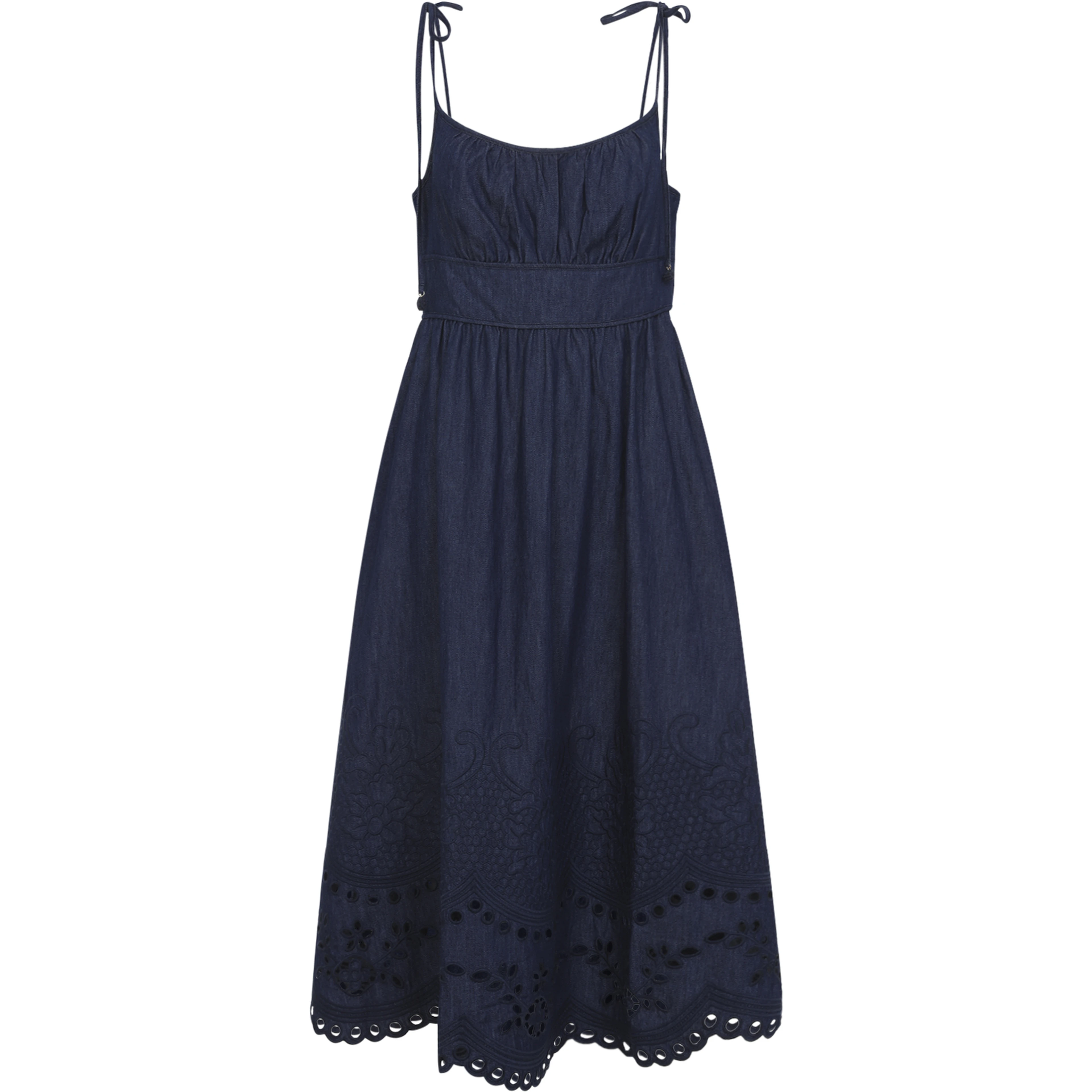 Zimmerman Mahon Broderie Denim Midi Dress