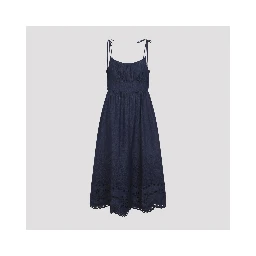 Zimmerman Mahon Broderie Denim Midi Dress