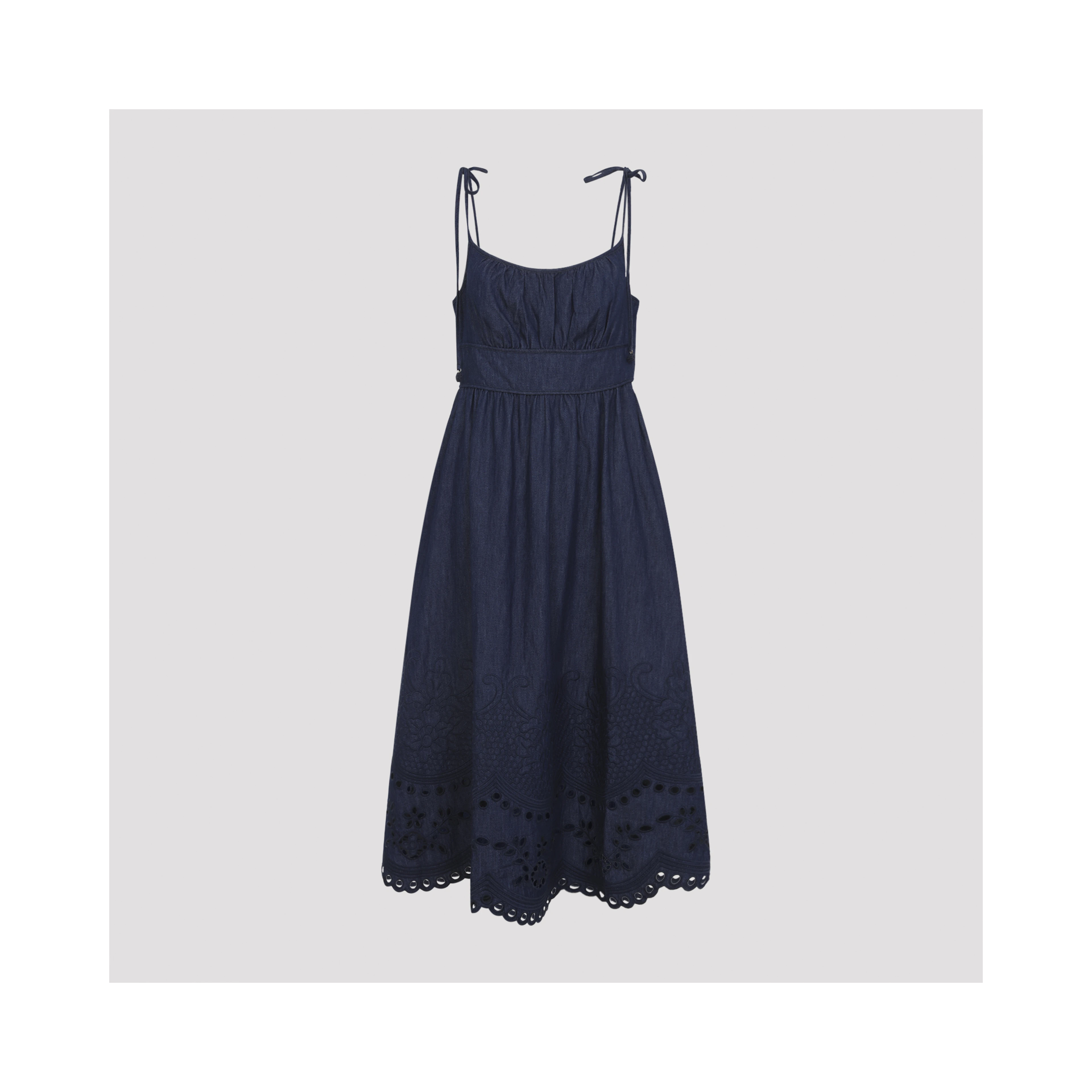 Zimmerman Mahon Broderie Denim Midi Dress