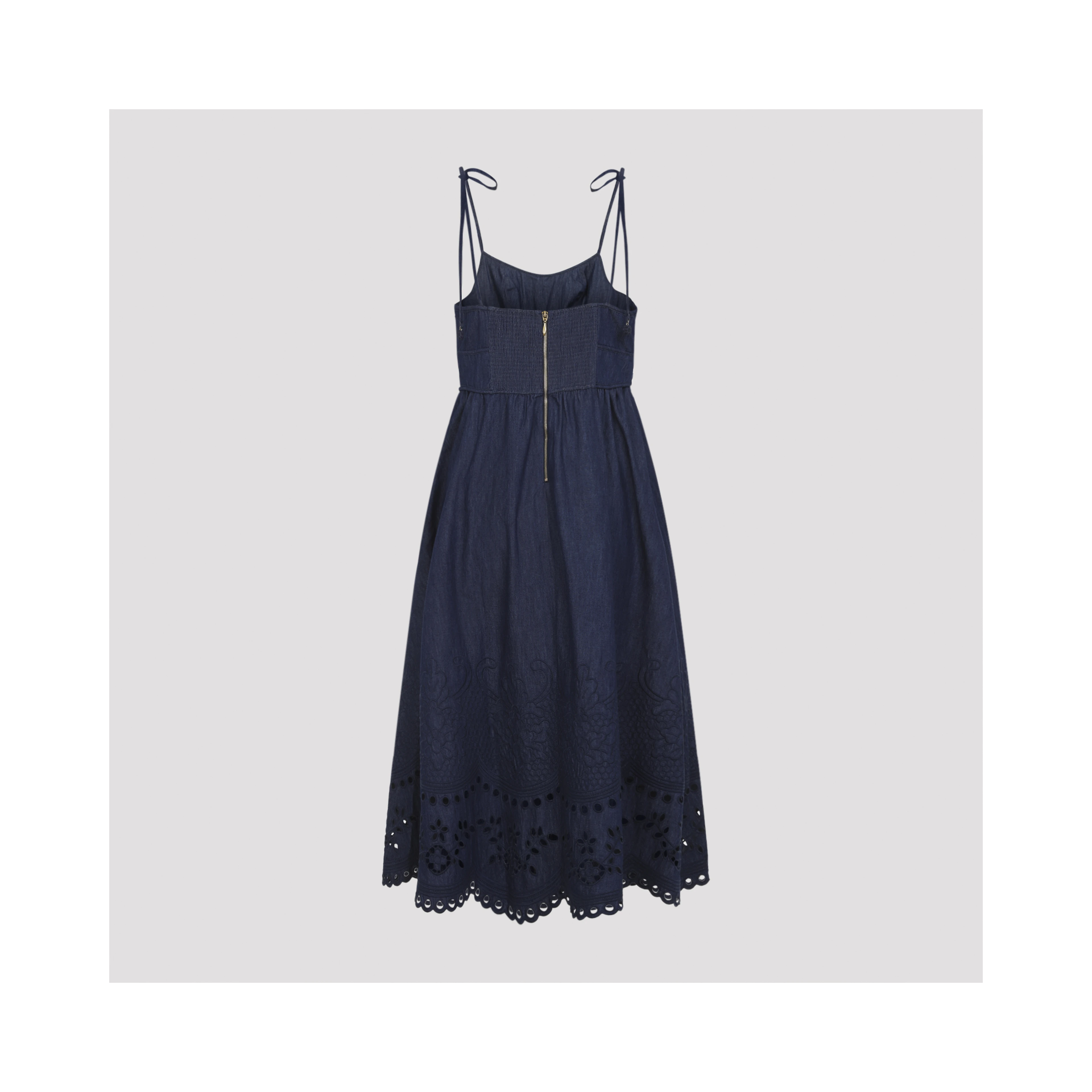 Zimmerman Mahon Broderie Denim Midi Dress