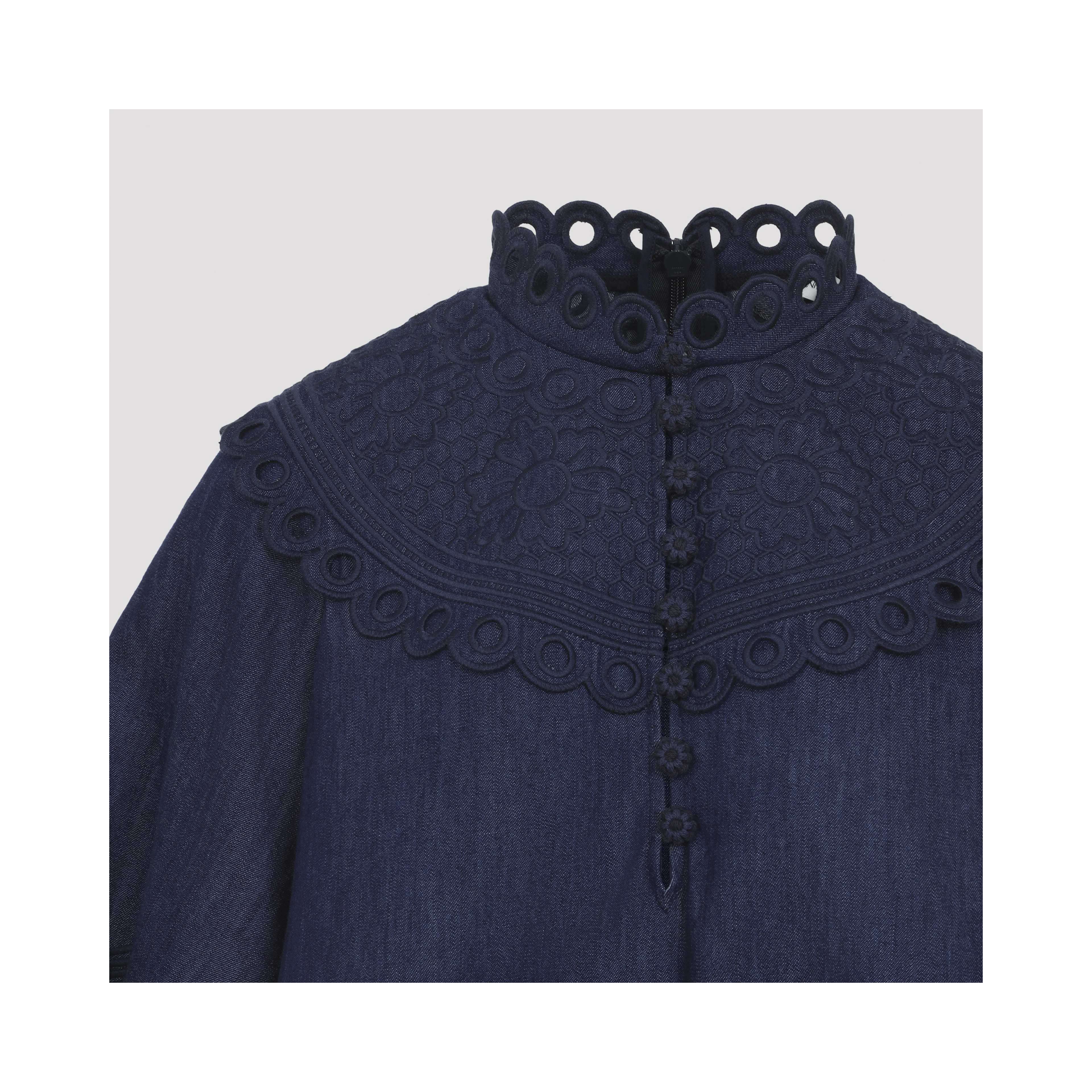 Zimmermann Mahon Broderie Denim Top