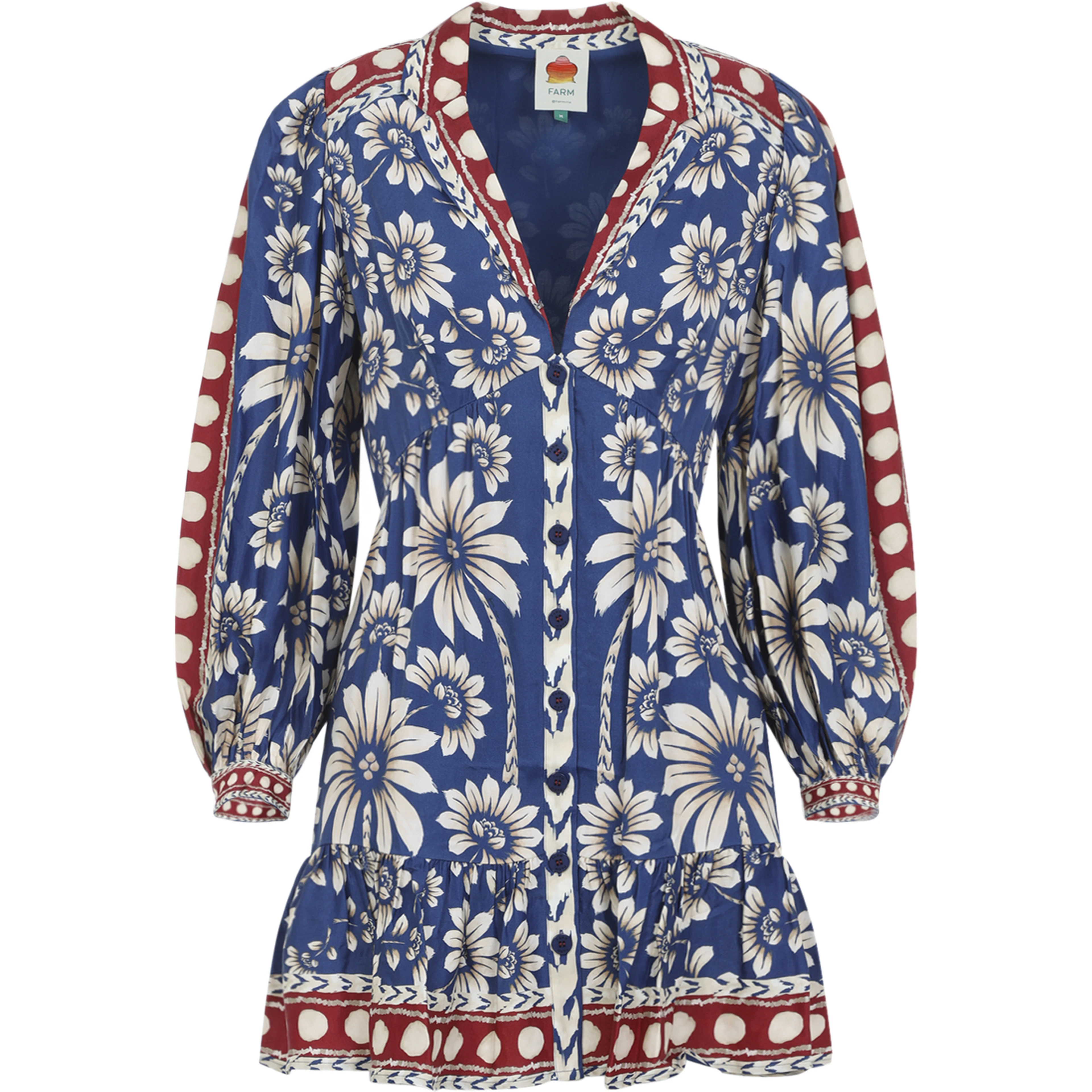 Farm Rio Luna Blue Mini Dress
