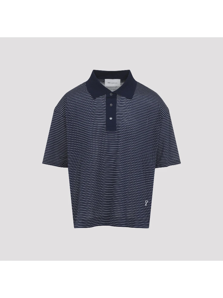 Ami Striped Boxy Fit Polo