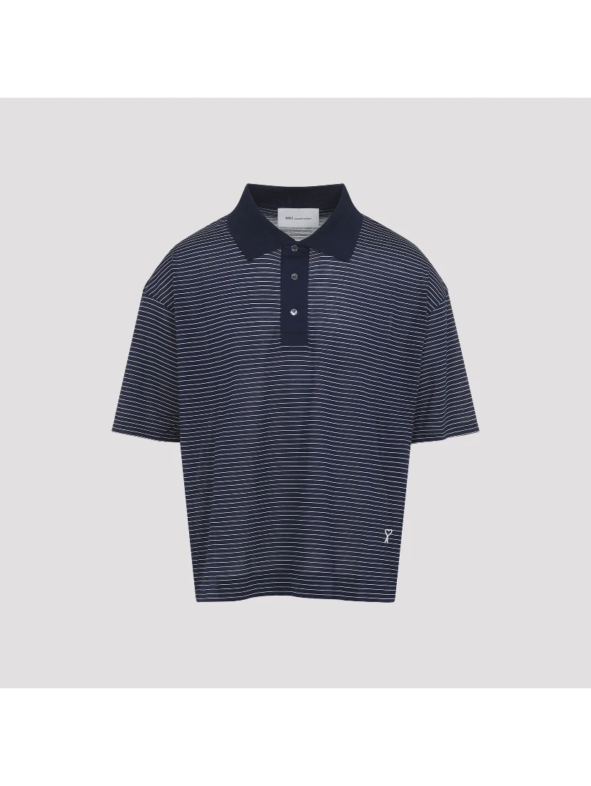 Ami Striped Boxy Fit Polo