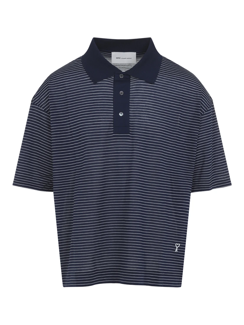 Ami Striped Boxy Fit Polo