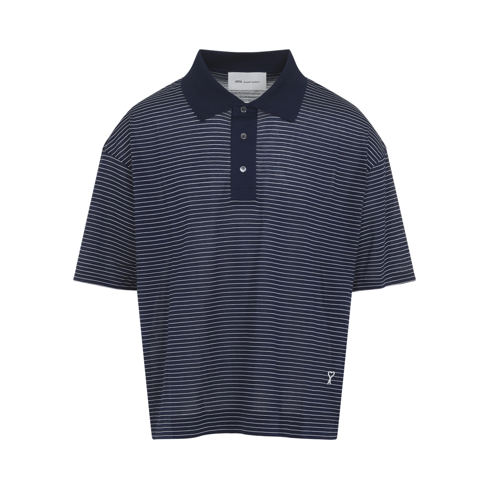 Ami Striped Boxy Fit Polo
