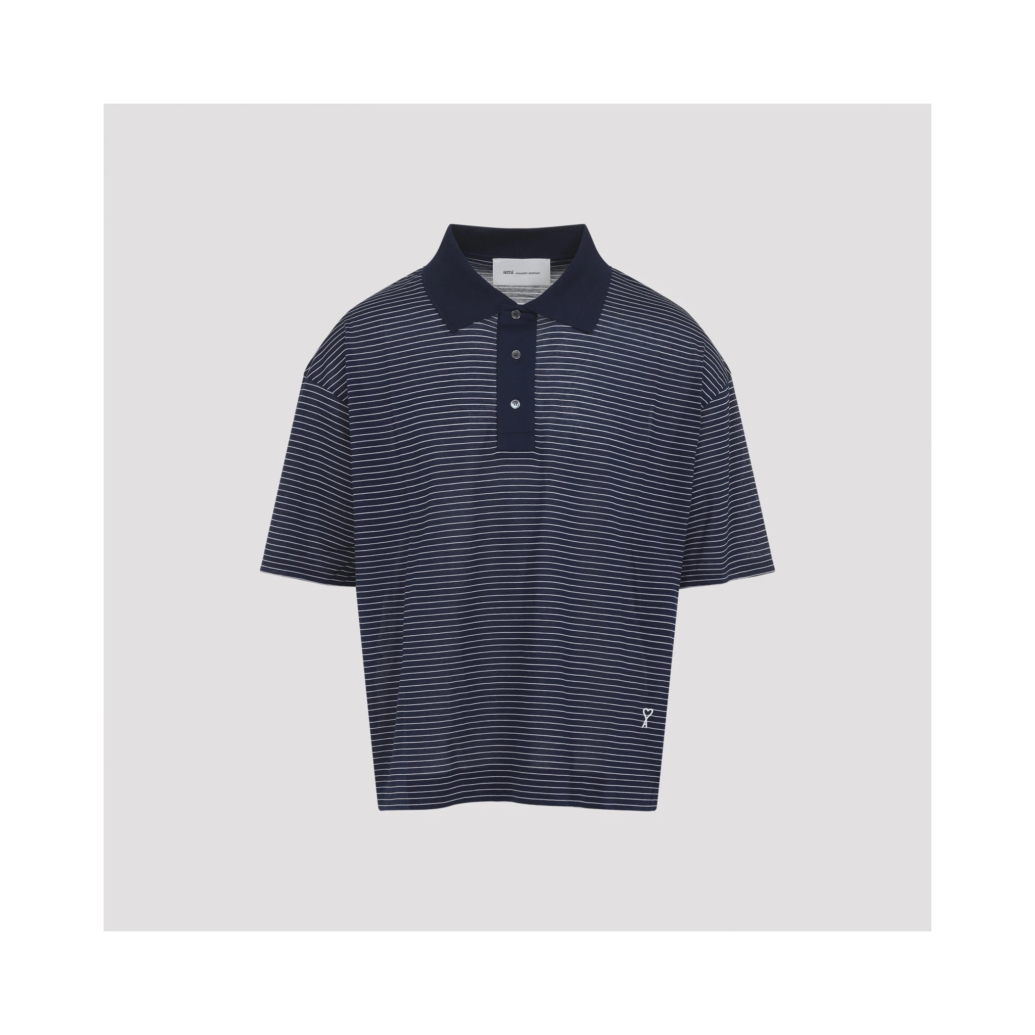 Ami Striped Boxy Fit Polo