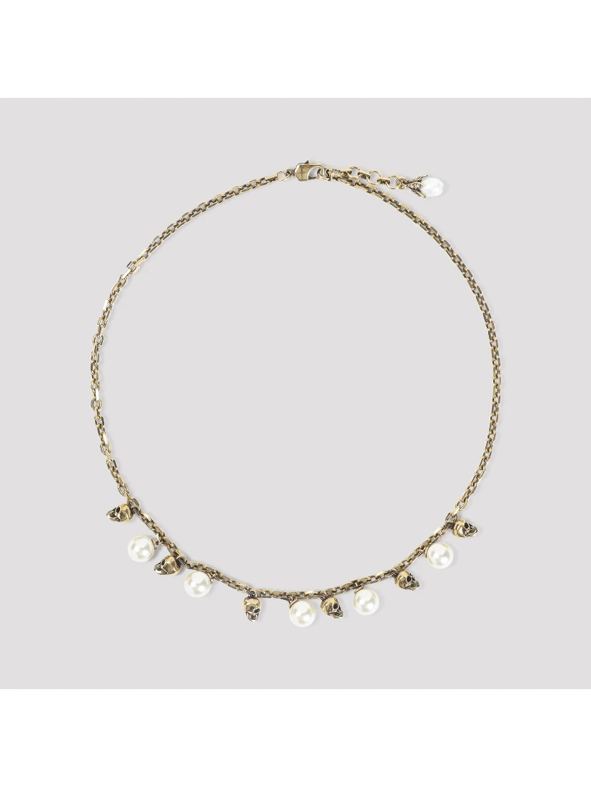 Alexander McQueen Pearly Skull Necklace