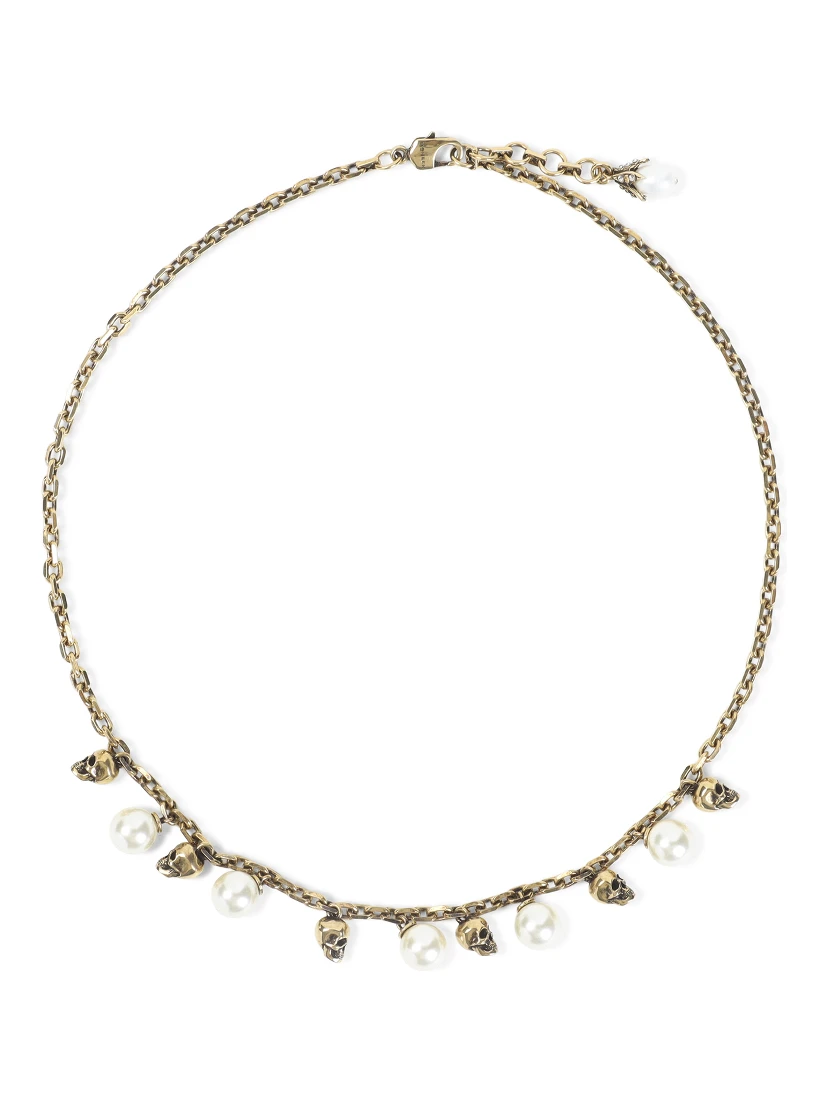 Alexander McQueen Pearly Skull Necklace