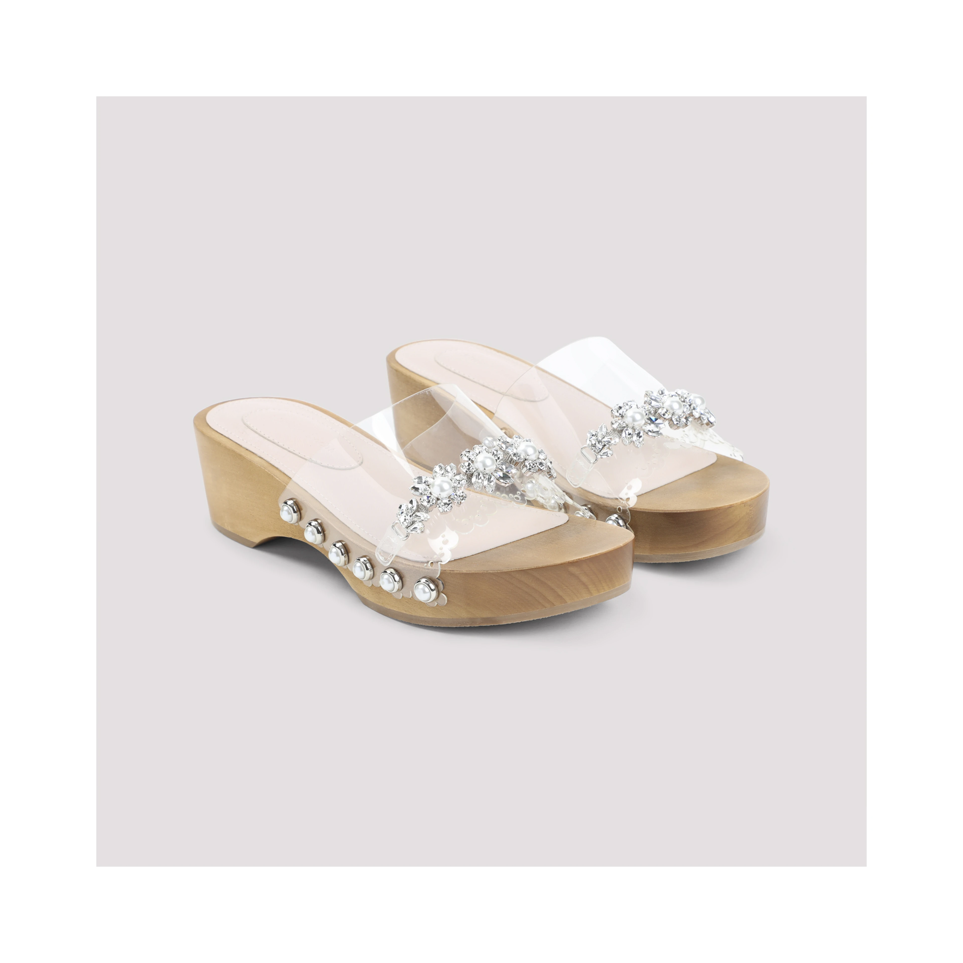 Simone Rocha Scalopped Wooden Clog Sandals