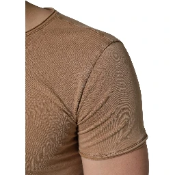 Brown Cotton Logo Patch Round Neck T-shirt