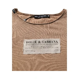 Brown Cotton Logo Patch Round Neck T-shirt