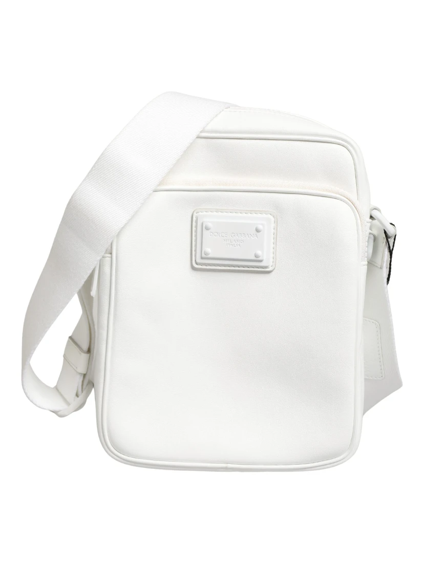White Logo Plaque Crossbody Shoulder Borse Men Bag