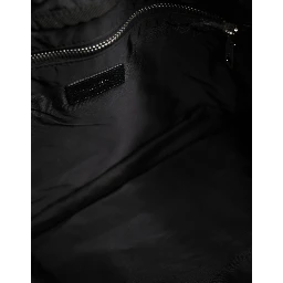 Black White Striped Polyester Drawstring Backpack Men Bag