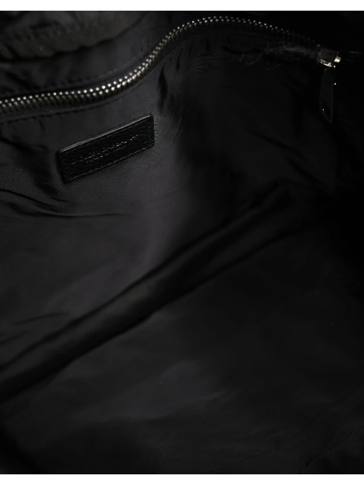 Black White Striped Polyester Drawstring Backpack Men Bag