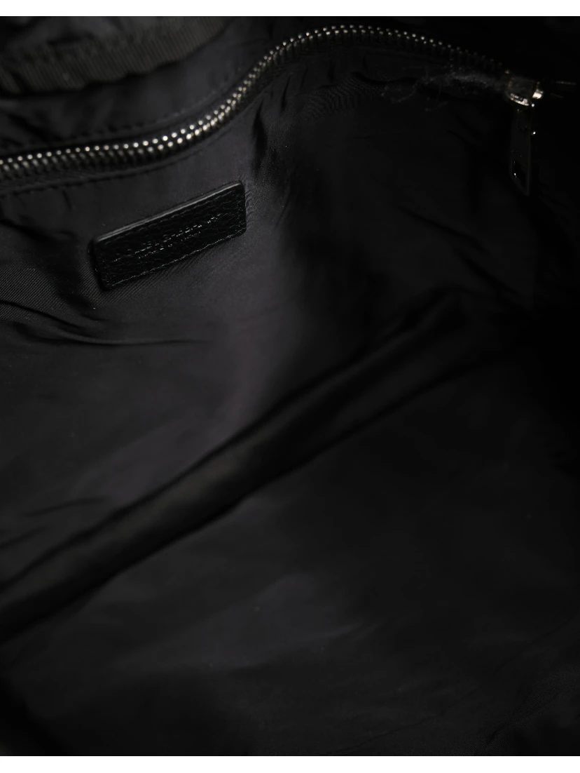 Black White Striped Polyester Drawstring Backpack Men Bag