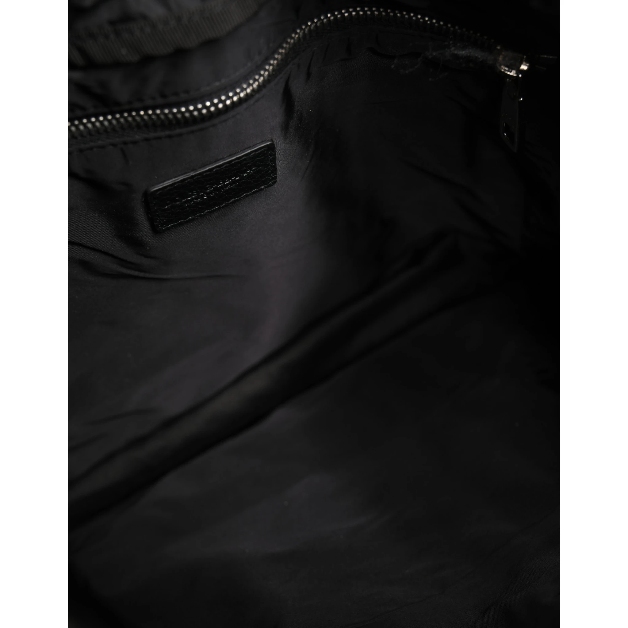 Black White Striped Polyester Drawstring Backpack Men Bag