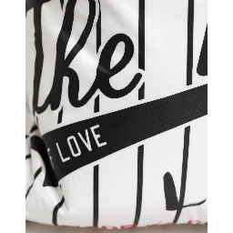 Black White Striped Polyester Drawstring Backpack Men Bag