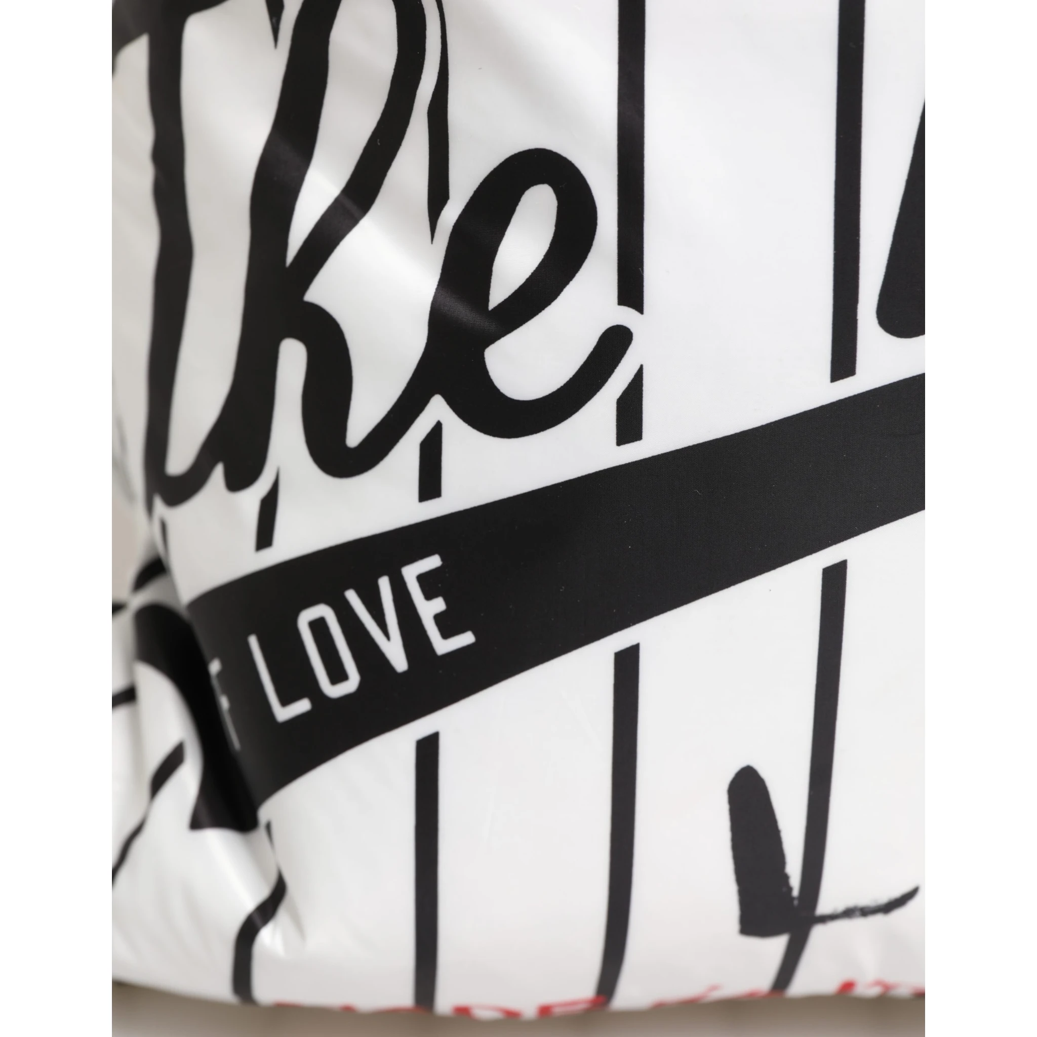 Black White Striped Polyester Drawstring Backpack Men Bag
