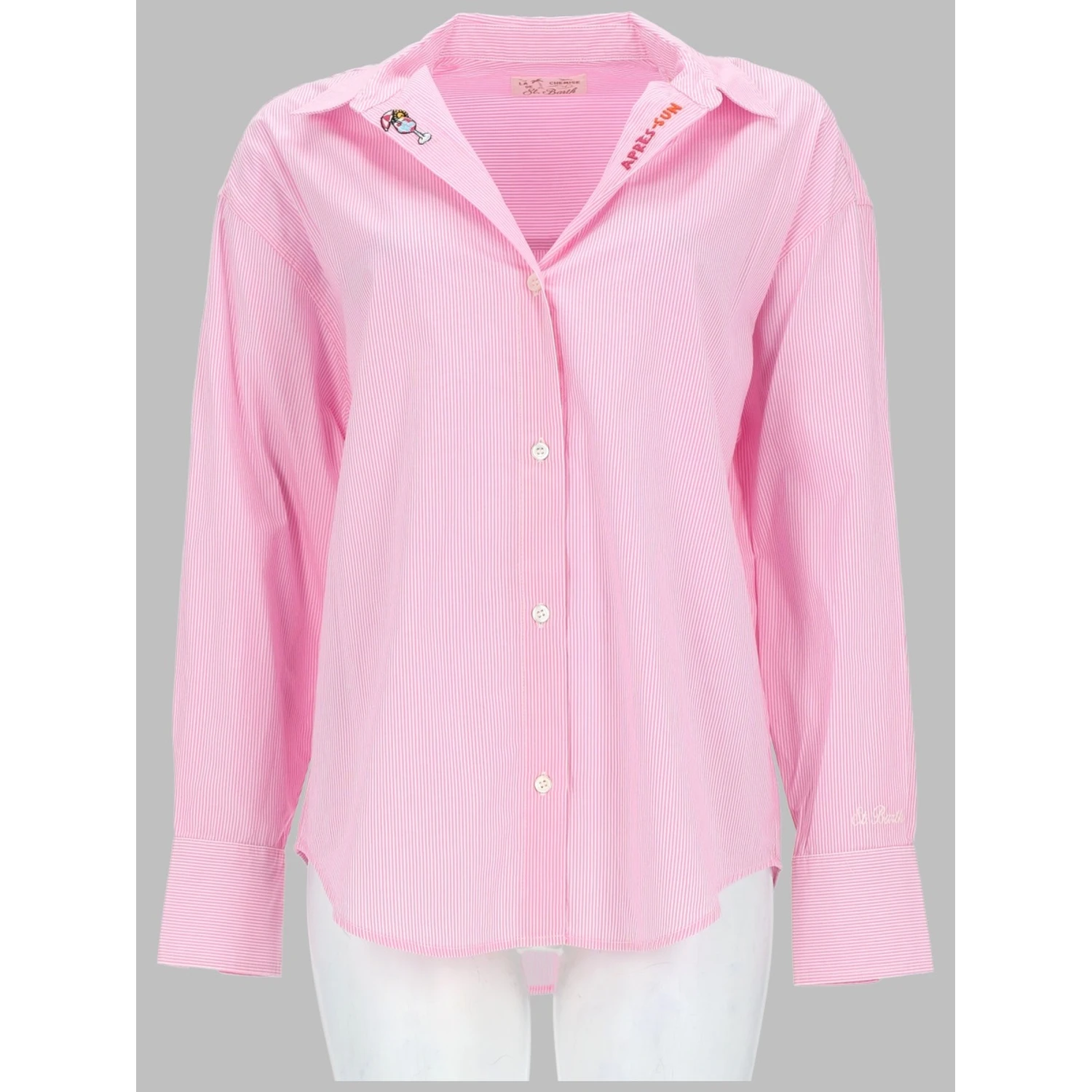 CAMICIA A RIGHE CON RICAMO