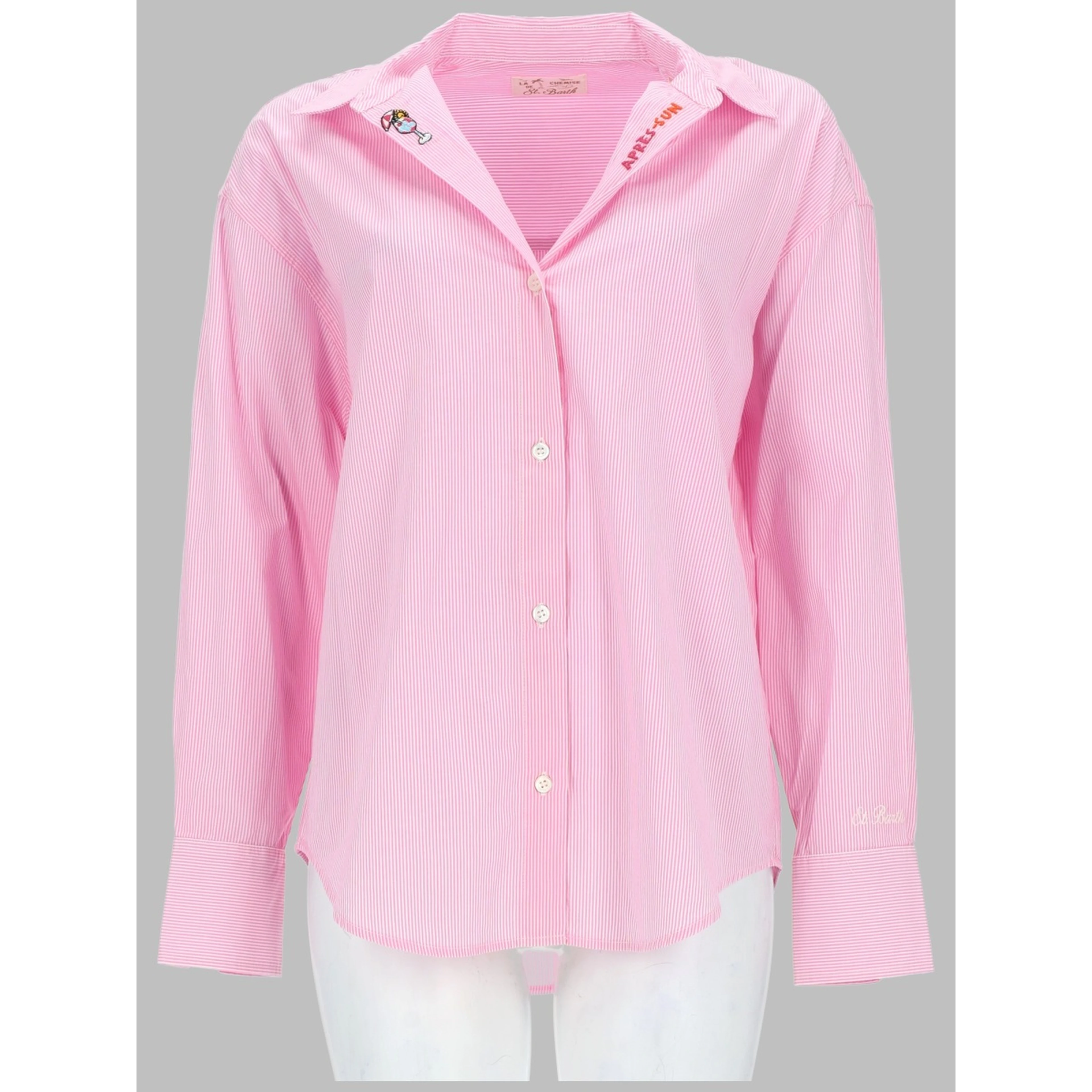 CAMICIA A RIGHE CON RICAMO