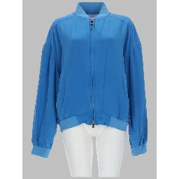 BLOUSON CON ZIP IN POPELINE DI SETA