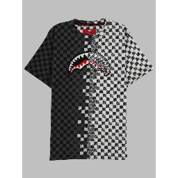 checkered sketch regular t-shirt