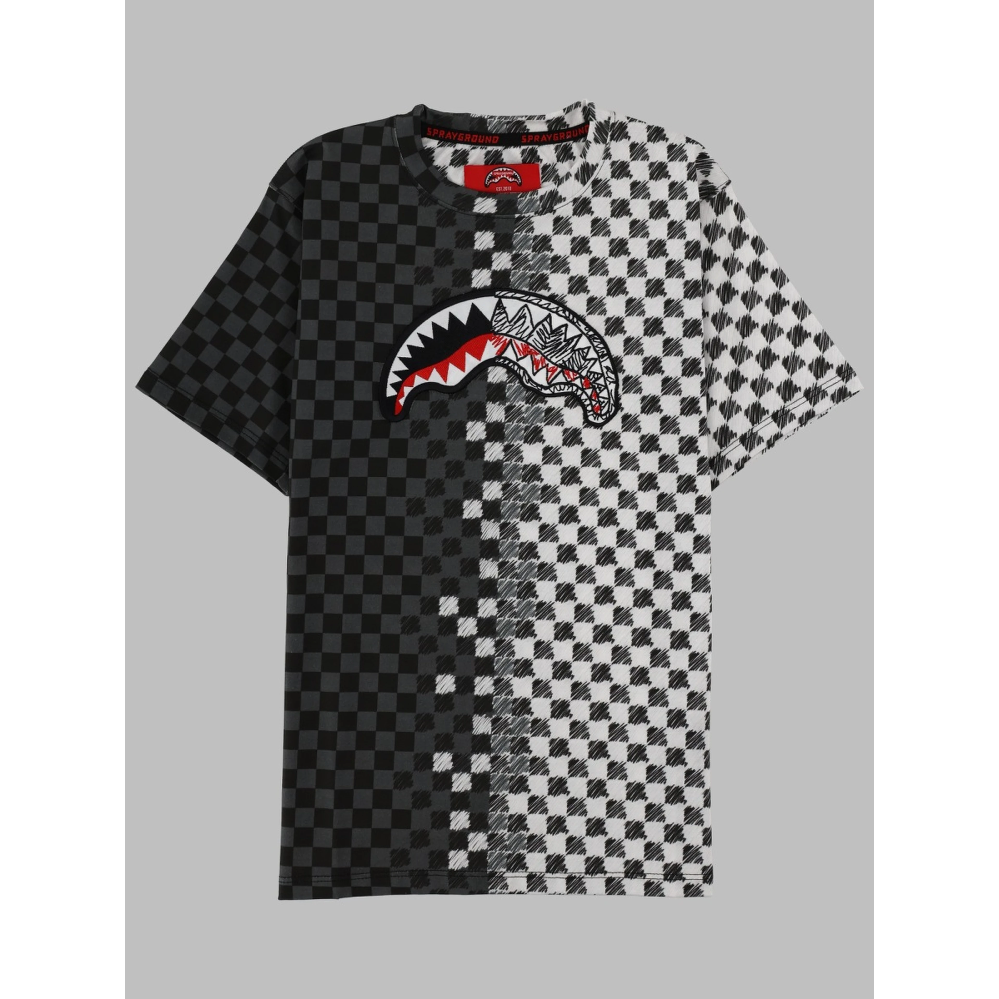 checkered sketch regular t-shirt
