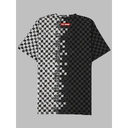 checkered sketch regular t-shirt