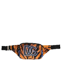 Brown Tiger Print Nylon Fanny Waist Pack Borse Men Bag