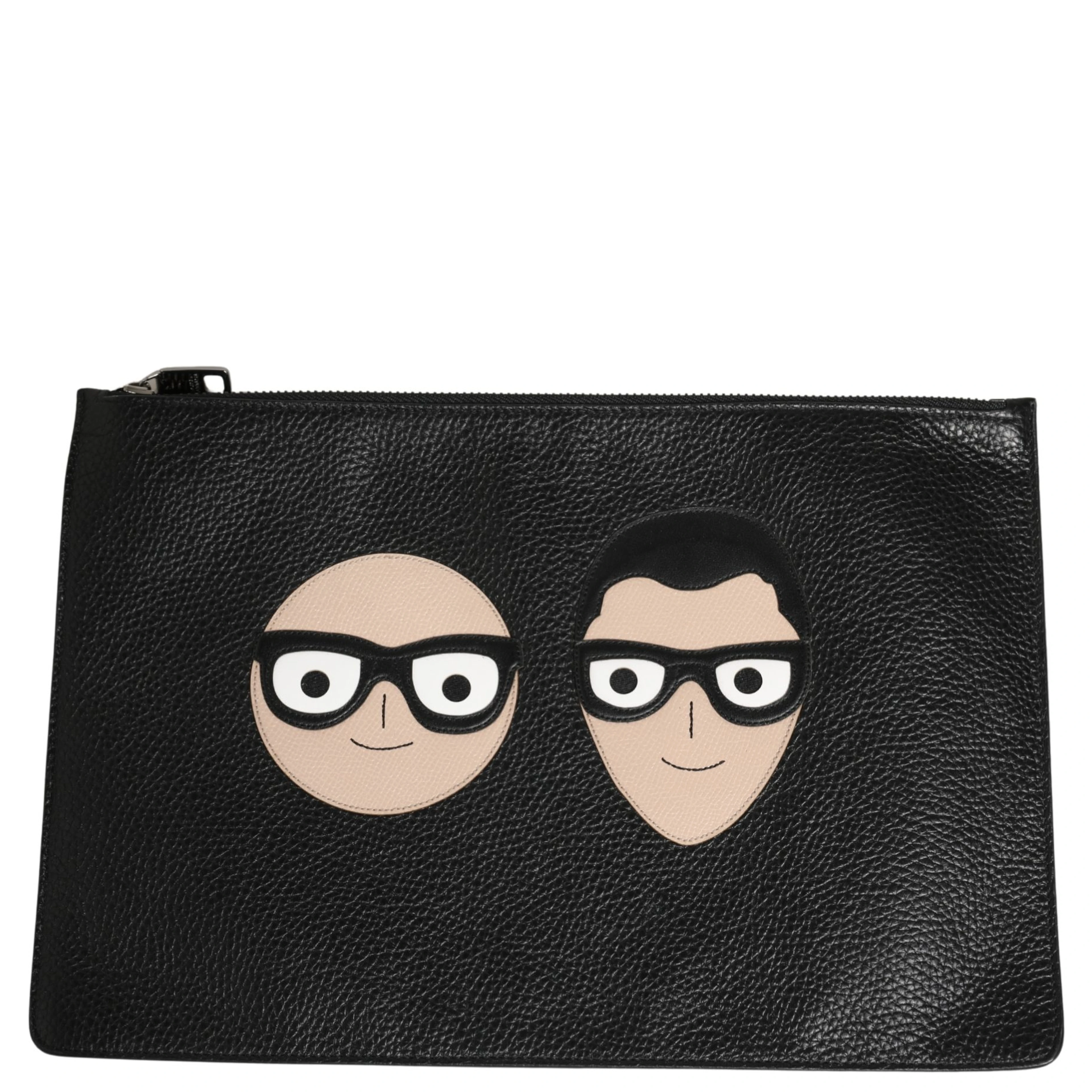 Black #DGFamily Embellished Leather Clutch Borse Bag