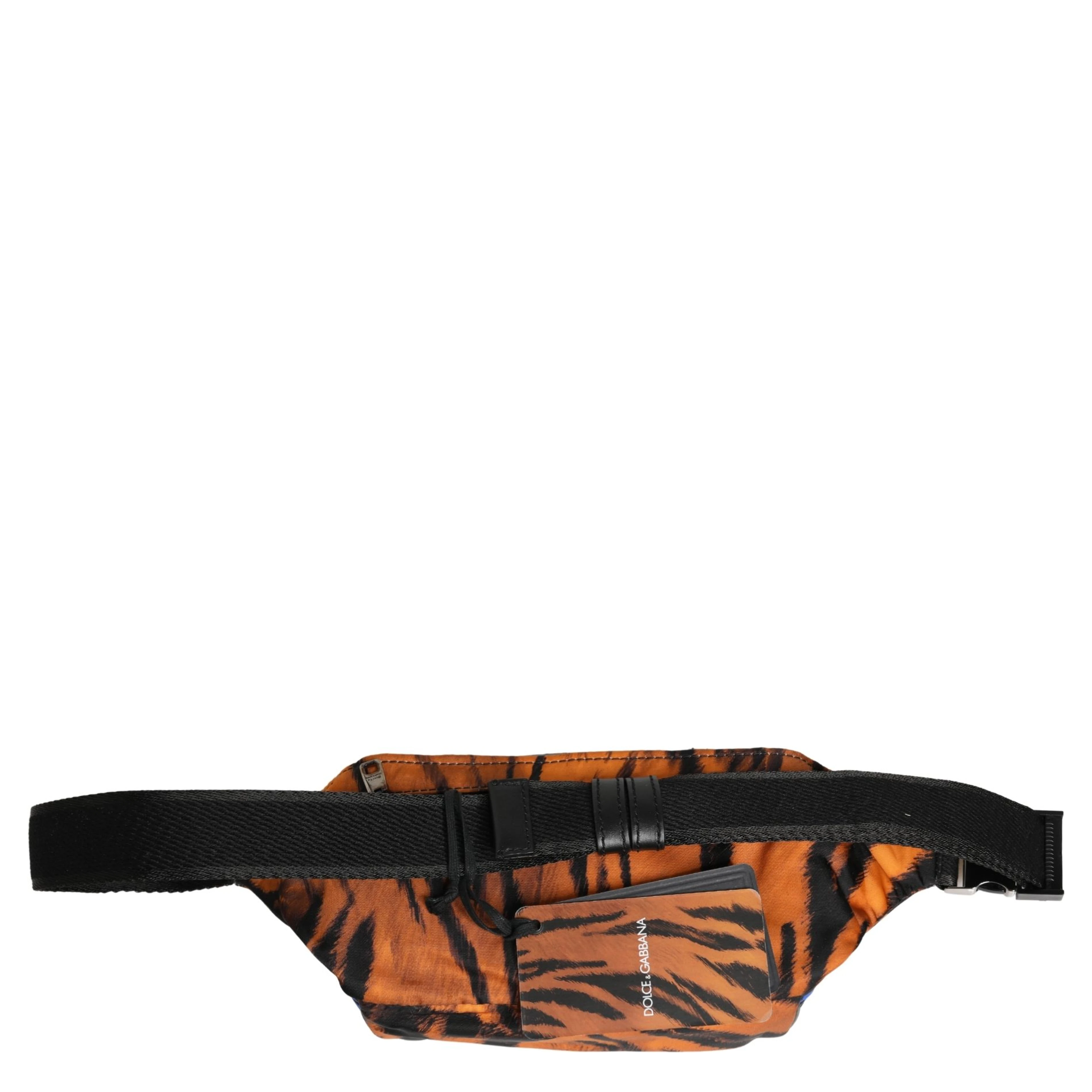 Brown Tiger Print Nylon Fanny Waist Pack Borse Men Bag