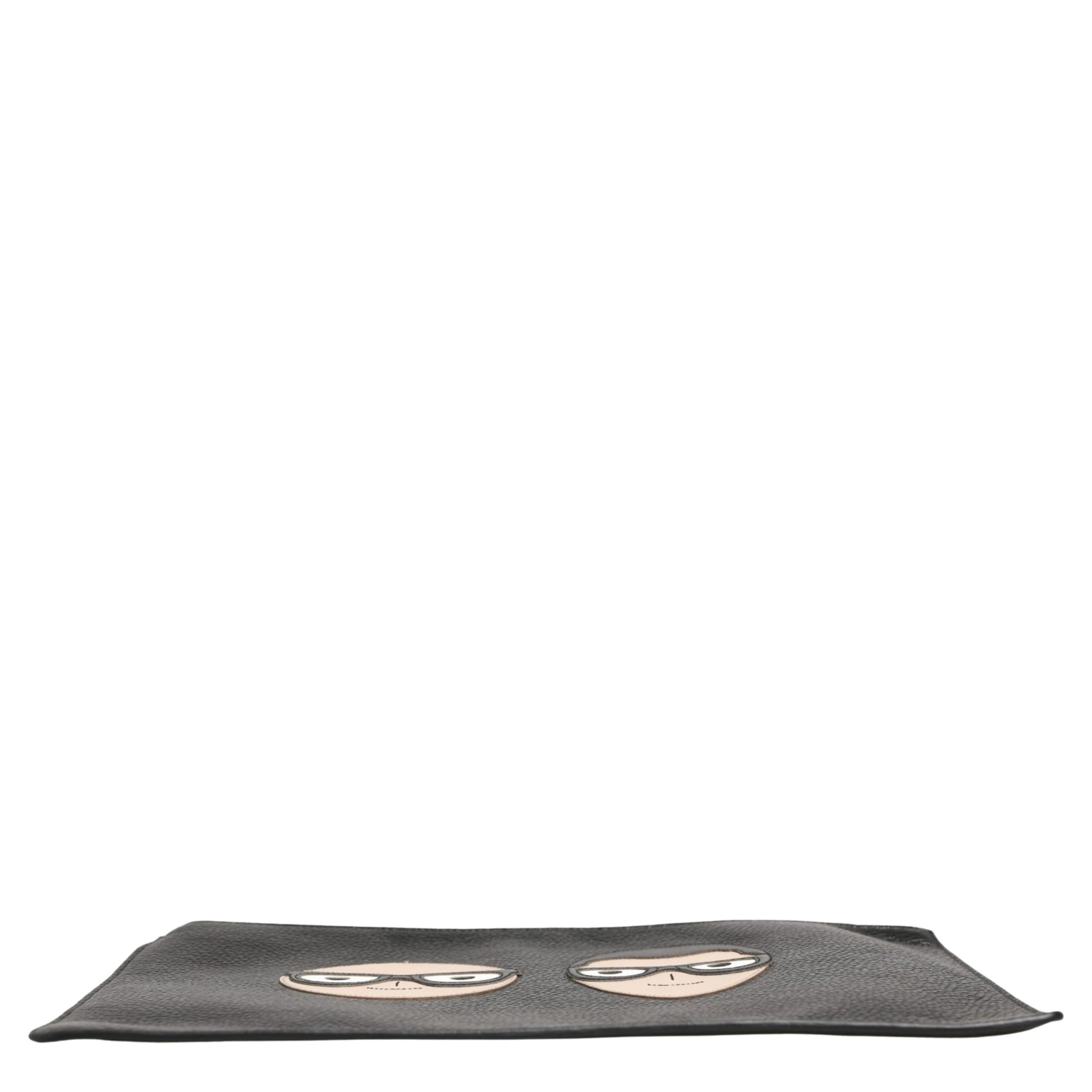 Black #DGFamily Embellished Leather Clutch Borse Bag